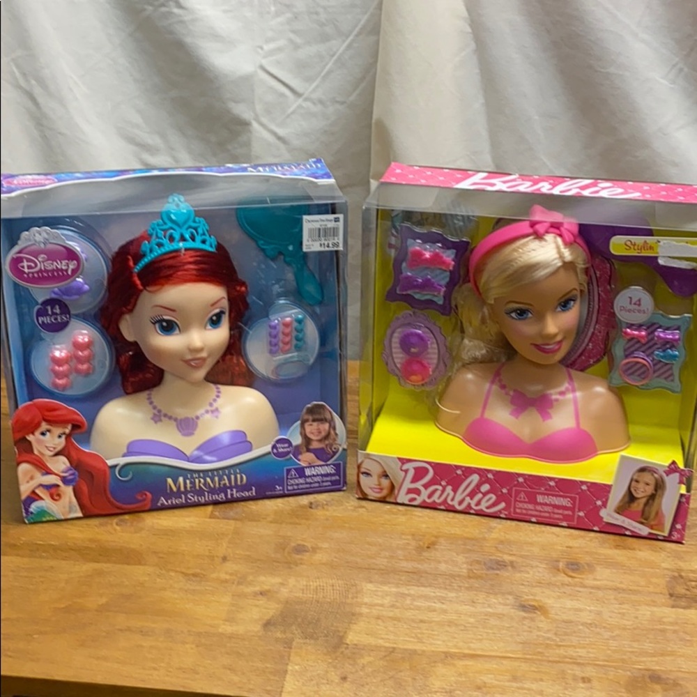 Bundle of “stylin head” dolls - Ariel & Barbie